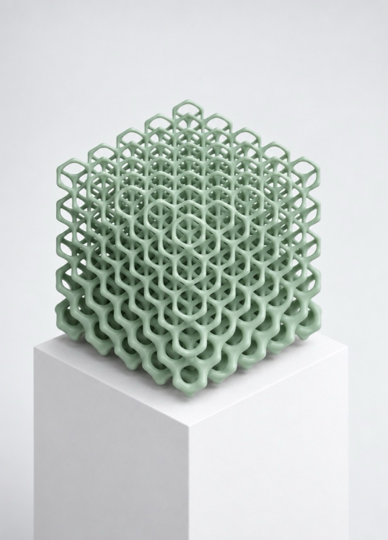 A printed lattice cube