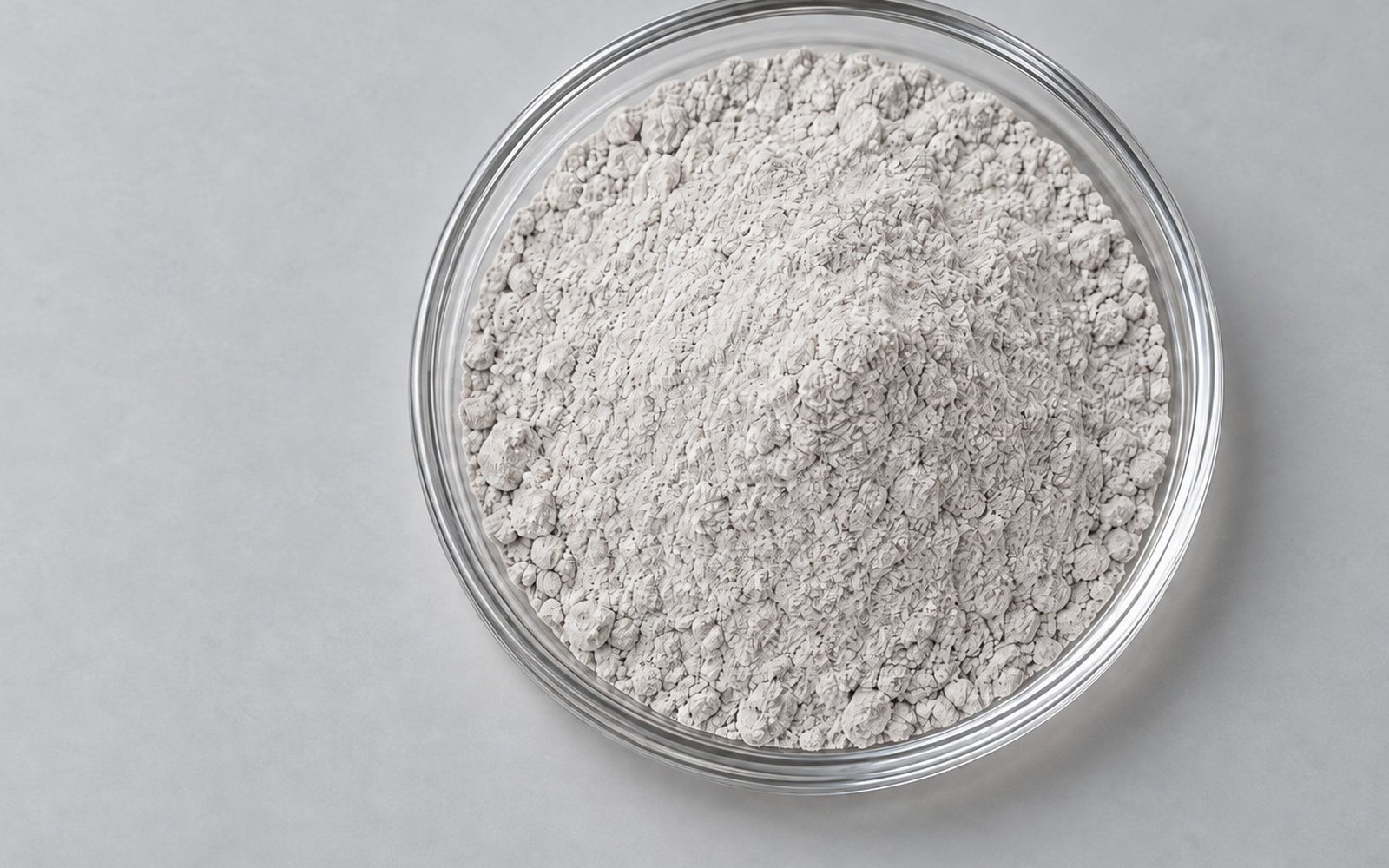 Close-up of PA11 powder in a shallow round sample dish