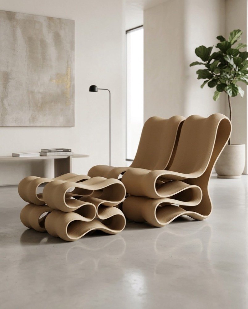 A printed wave lounge chair