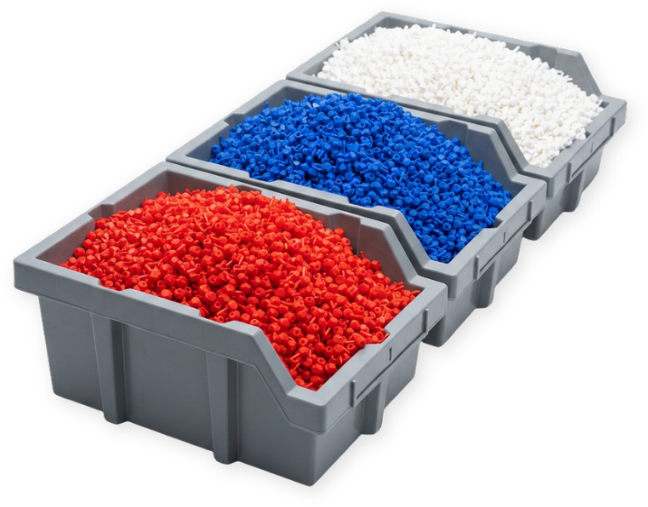 Bins of FDM 3D-printed molecule model parts