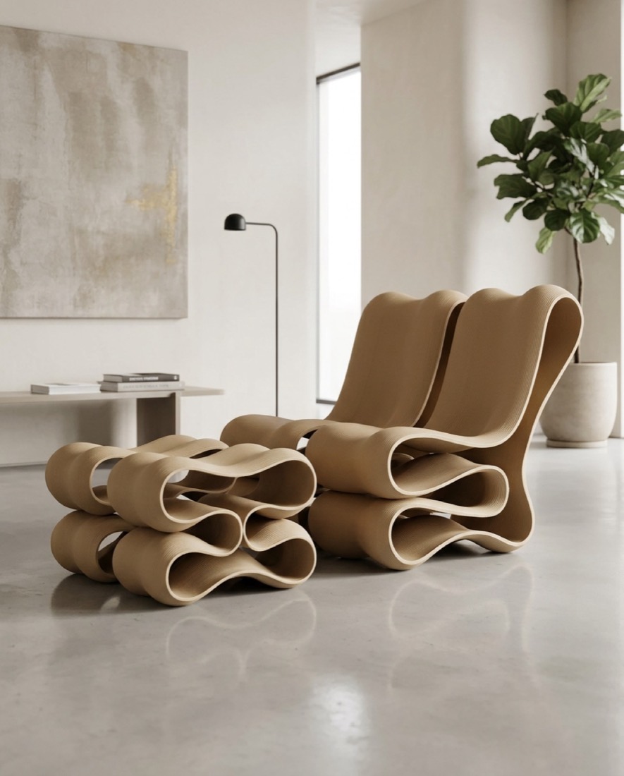 Printed wave lounge chairs