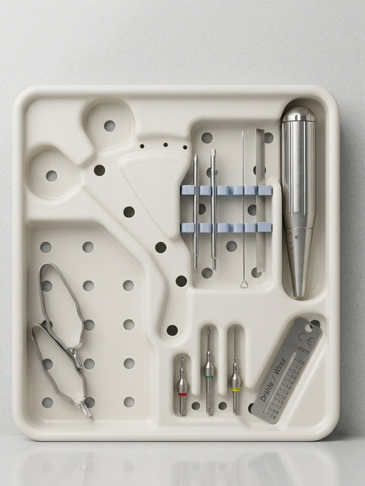White surgical instrument tray