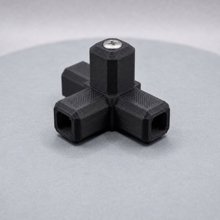 The same three-way tube connector, 3D printed by Printerior