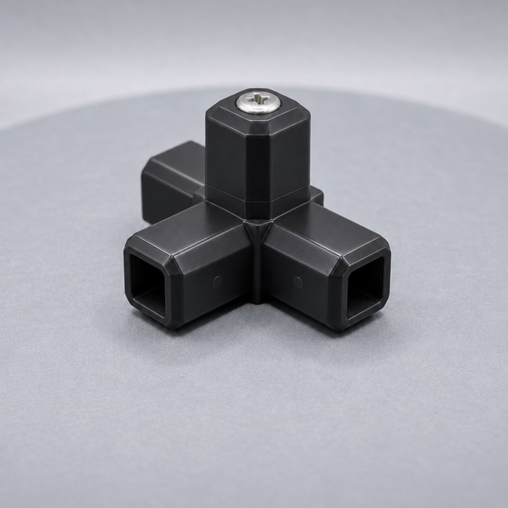 A three-way tube connector, injection molded