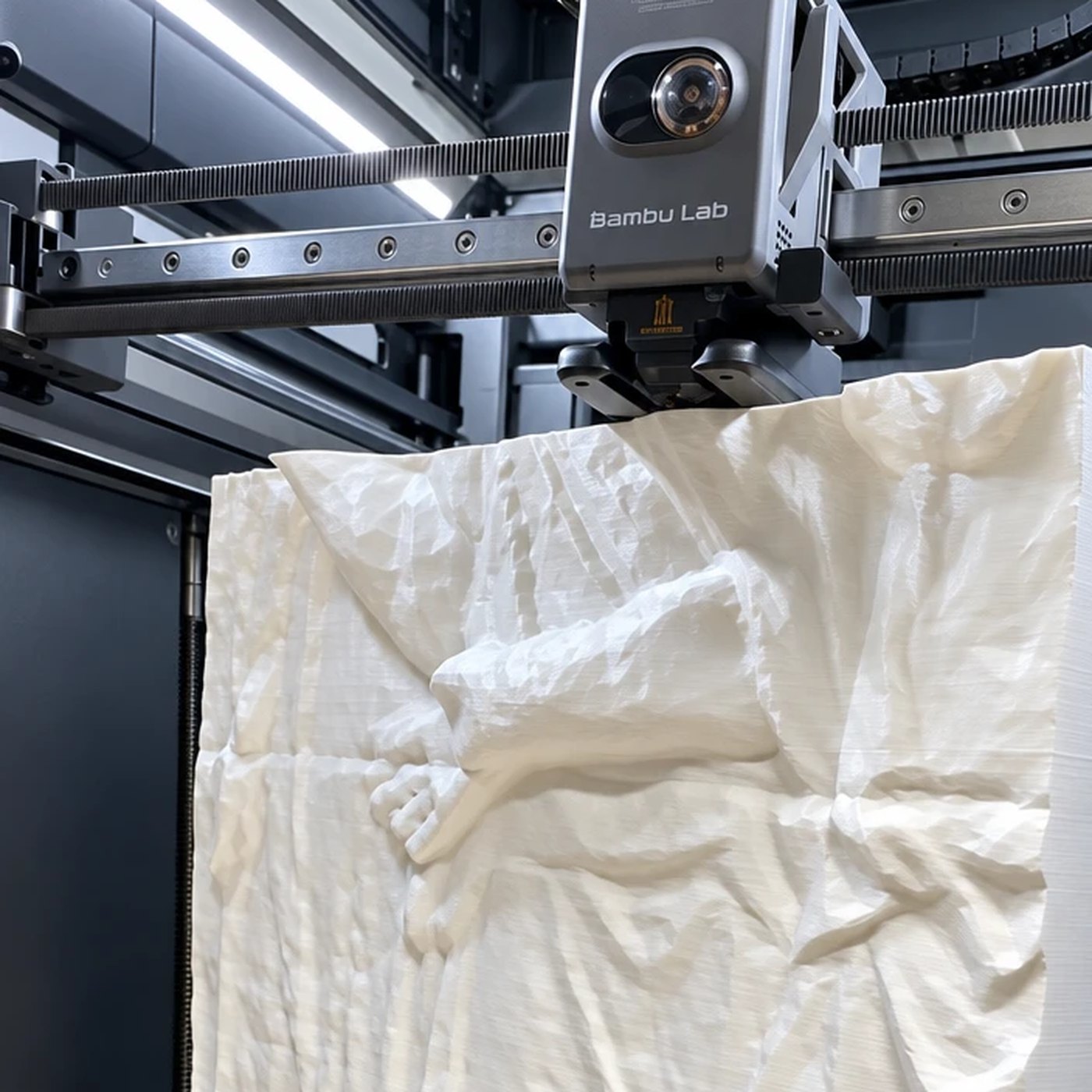 A large relief section printing on the bed