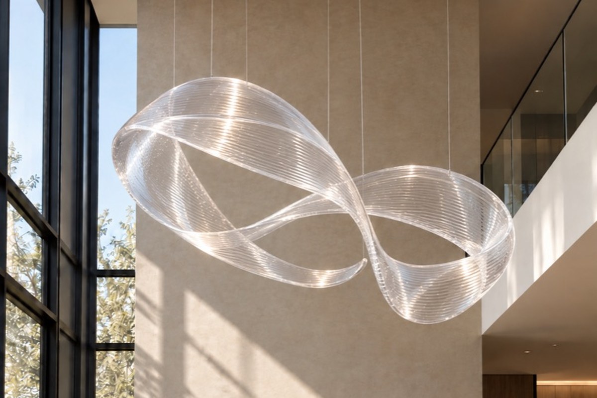 Clear ribbon chandelier