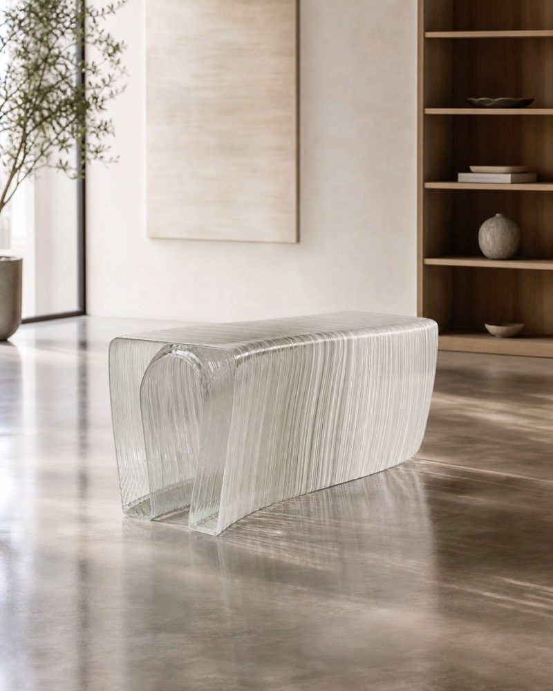 Clear ribbed bench