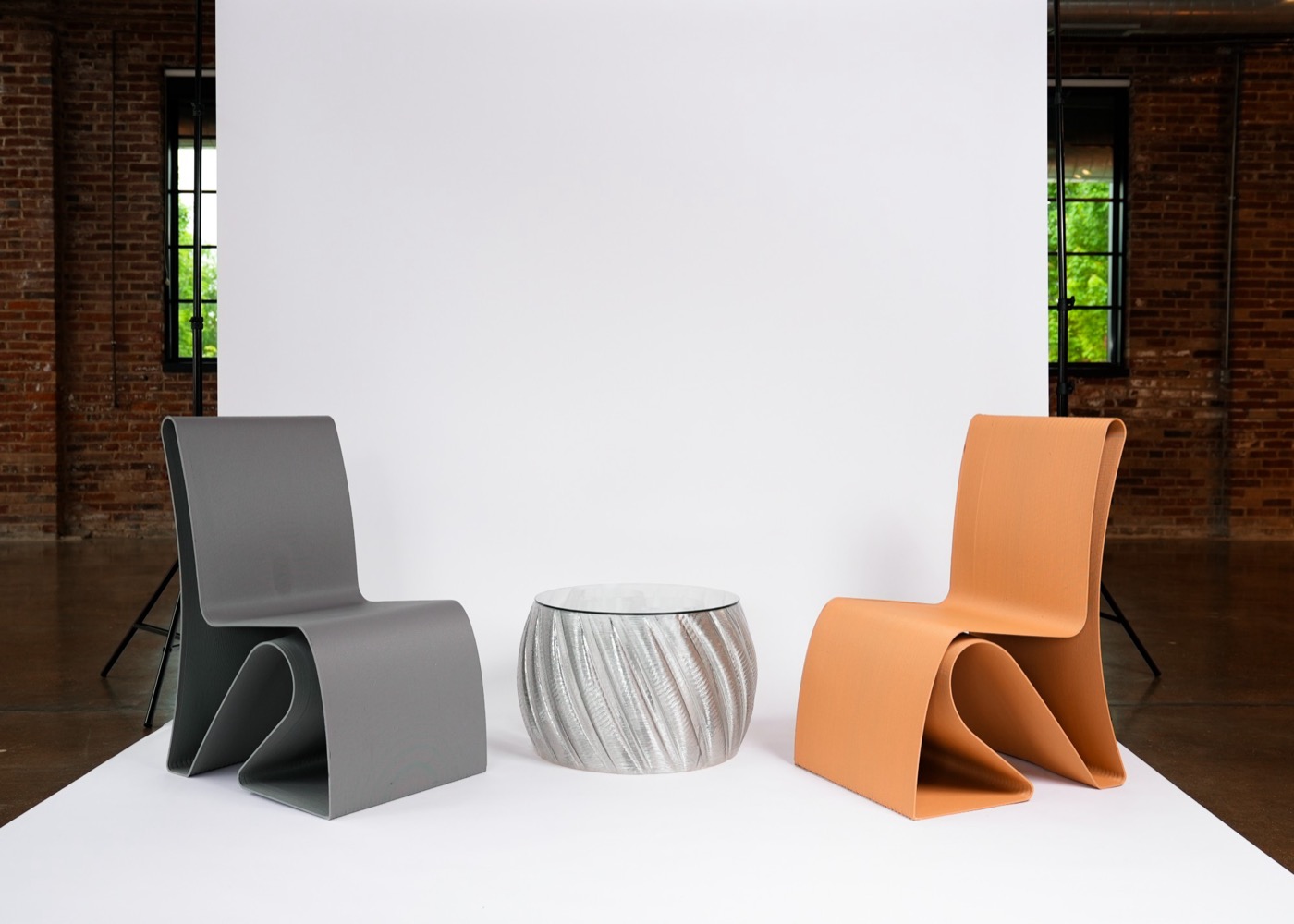 Ribbon chairs and side table