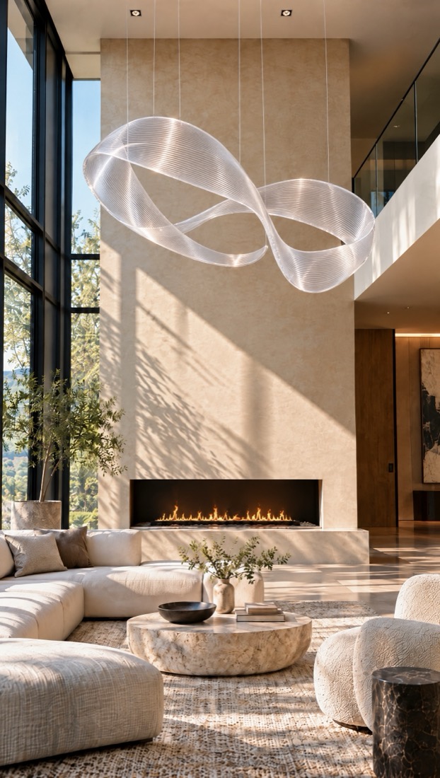 Clear ribbon sculpture