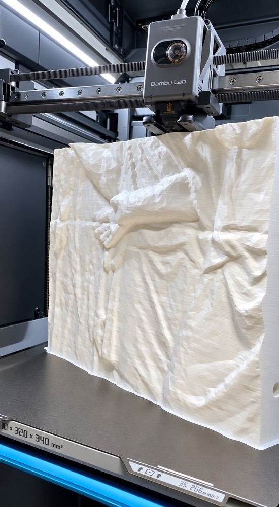 A relief panel printing on an FDM bed