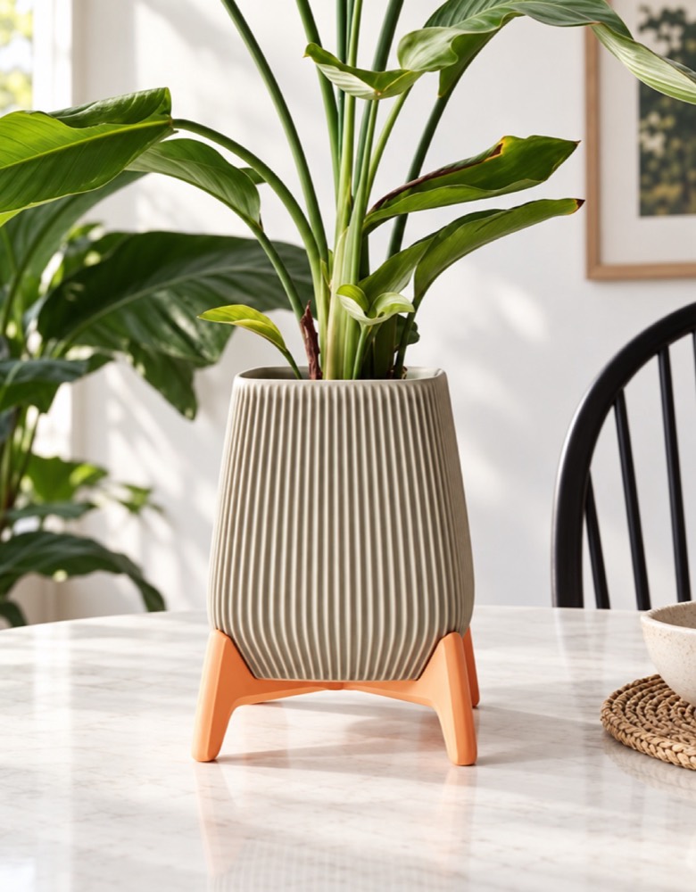 Ribbed planter on legs
